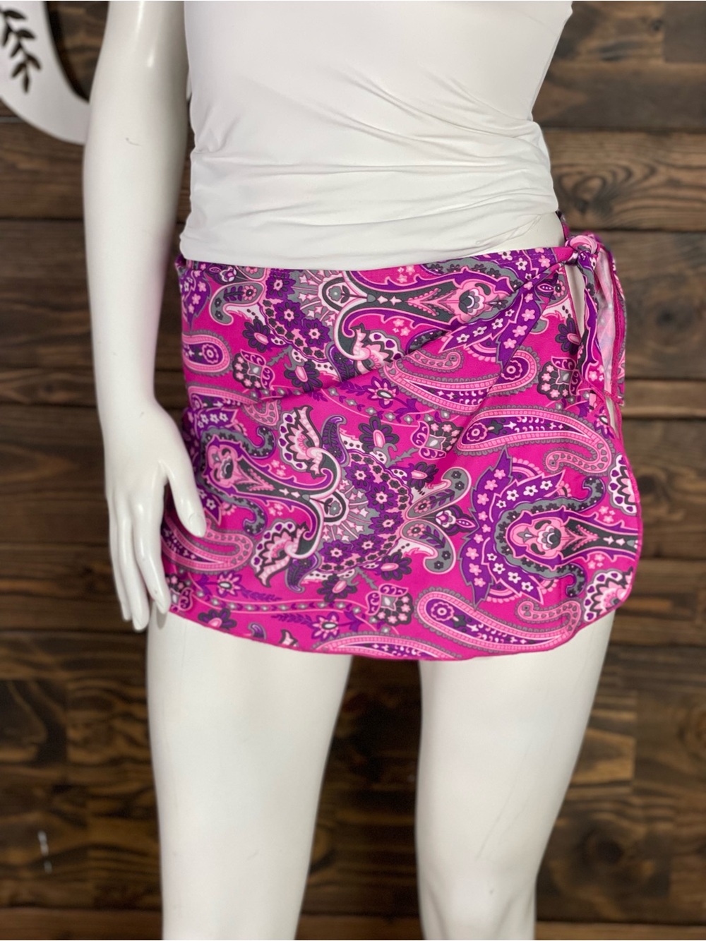 Bananamoon | Mini Sarong Side Tie Open Split Paisley Swim Coverup Skirt